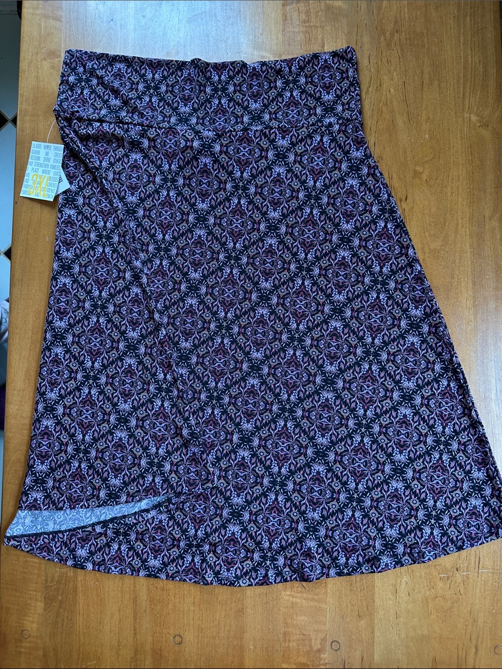 LuLaRoe A-Line Skirt in Purple and Black Geometric Floral